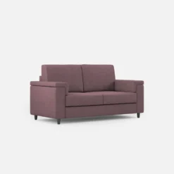Divano 148x85cm design a due posti con bracciolo squadrato prugna DI1
