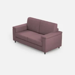 Divano 148x85cm design a due posti con bracciolo squadrato prugna DI1