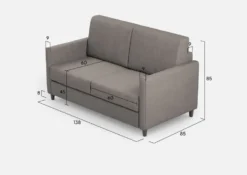 Divano 138x85cm design a due posti da salotto idrorepellente grigio DI23