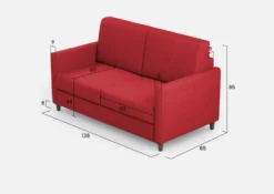 Divano 138x85cm design a due posti da salotto idrorepellente rosso DI23