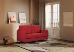 Divano 138x85cm design a due posti da salotto idrorepellente rosso DI23