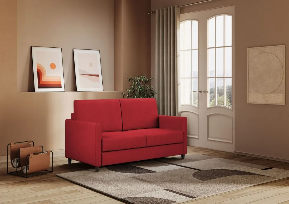 Divano 138x85cm design a due posti da salotto idrorepellente rosso DI23