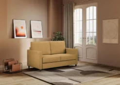 Divano 138x85cm design a due posti da salotto idrorepellente ocra DI23