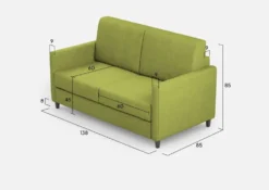Divano 138x85cm design a due posti da salotto idrorepellente verde DI23