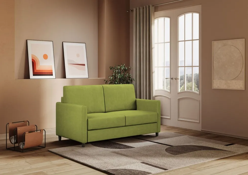Divano 138x85cm design a due posti da salotto idrorepellente verde DI23