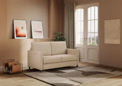 Divano 138x85cm design a due posti da salotto idrorepellente beige DI23