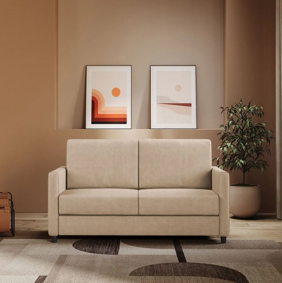 Divano 138x85cm design a due posti da salotto idrorepellente beige DI23