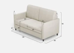 Divano 138x85cm design a due posti da salotto idrorepellente bianco latte DI23