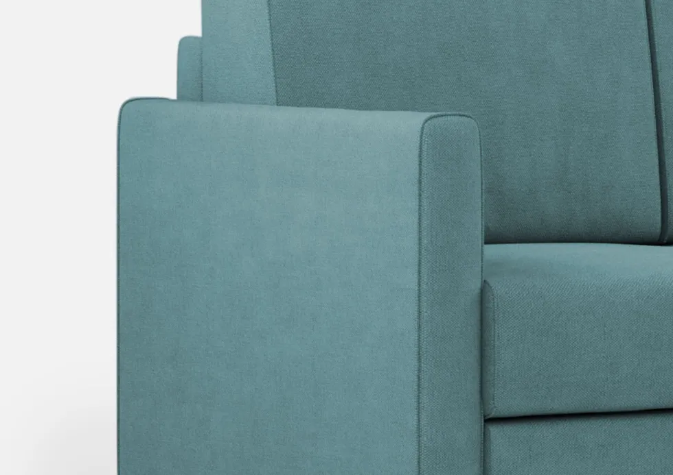 Divano 158x85cm design a due posti per salotto con pouf versatile blu petrolio DI27