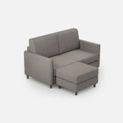 Divano 158x85cm design a due posti per salotto con pouf versatile grigio DI27