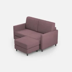 Divano 158x85cm design a due posti per salotto con pouf versatile prugna DI27