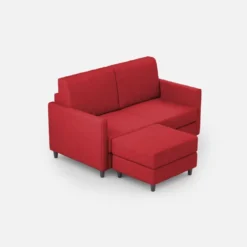 Divano 158x85cm design a due posti per salotto con pouf versatile rosso DI27