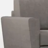 Divano 152x85cm design a due posti piccolo con pouf e stoffa idrorepellente grigio DI37