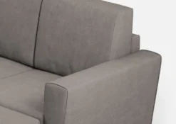 Divano 152x85cm design a due posti piccolo con pouf e stoffa idrorepellente grigio DI37