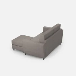 Divano 152x85cm design a due posti piccolo con pouf e stoffa idrorepellente grigio DI37