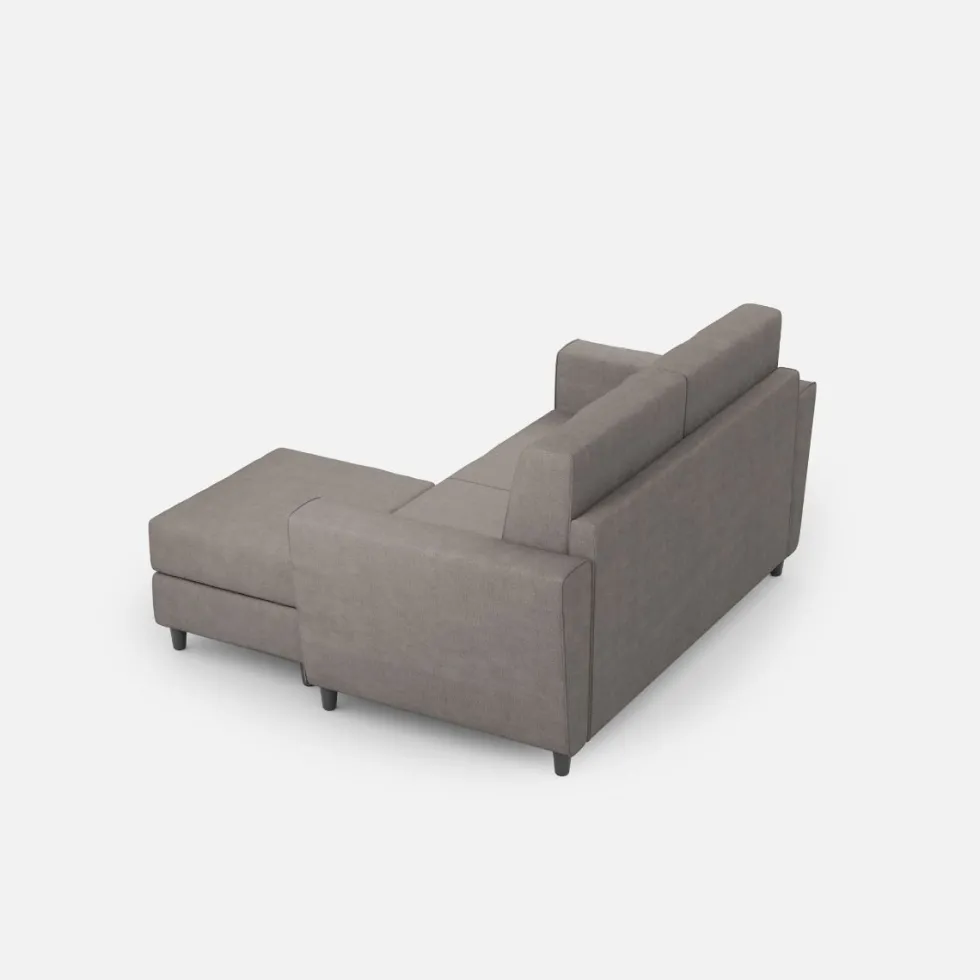 Divano 152x85cm design a due posti piccolo con pouf e stoffa idrorepellente grigio DI37