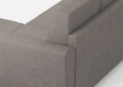 Divano 152x85cm design a due posti piccolo con pouf e stoffa idrorepellente grigio DI37