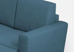 Divano 152x85cm design a due posti piccolo con pouf e stoffa idrorepellente blu avio DI37
