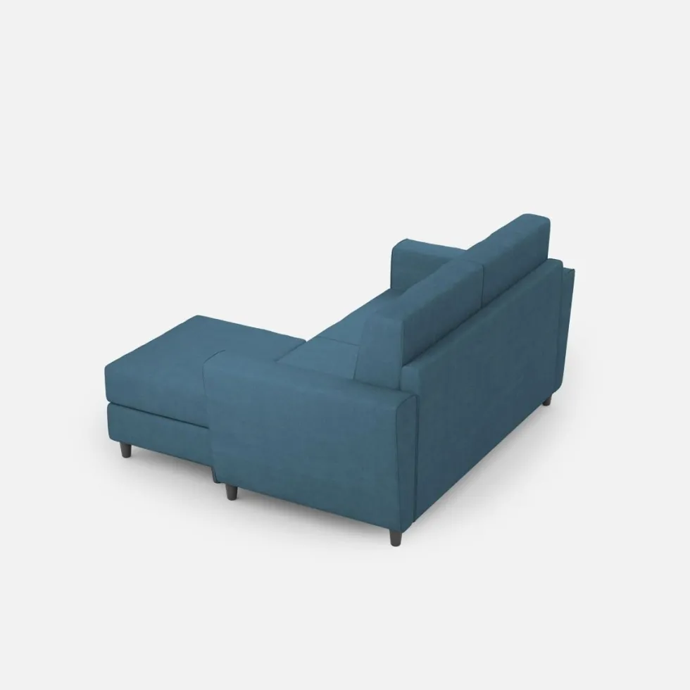 Divano 152x85cm design a due posti piccolo con pouf e stoffa idrorepellente blu avio DI37