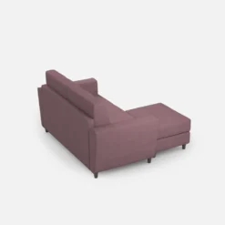 Divano 152x85cm design a due posti piccolo con pouf e stoffa idrorepellente prugna DI37
