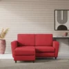 Divano 152x85cm design a due posti piccolo con pouf e stoffa idrorepellente rosso DI37