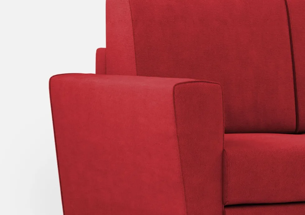 Divano 152x85cm design a due posti piccolo con pouf e stoffa idrorepellente rosso DI37