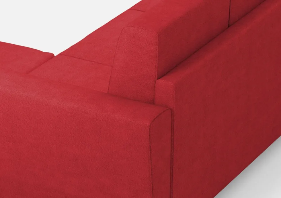 Divano 152x85cm design a due posti piccolo con pouf e stoffa idrorepellente rosso DI37