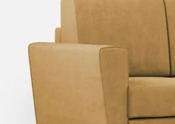Divano 152x85cm design a due posti piccolo con pouf e stoffa idrorepellente ocra DI37