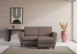 Divano 152x85cm design a due posti piccolo con pouf e stoffa idrorepellente talpa DI37
