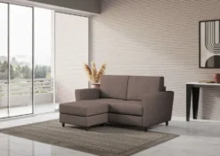 Divano 152x85cm design a due posti piccolo con pouf e stoffa idrorepellente talpa DI37