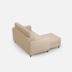 Divano 152x85cm design a due posti piccolo con pouf e stoffa idrorepellente beige DI37