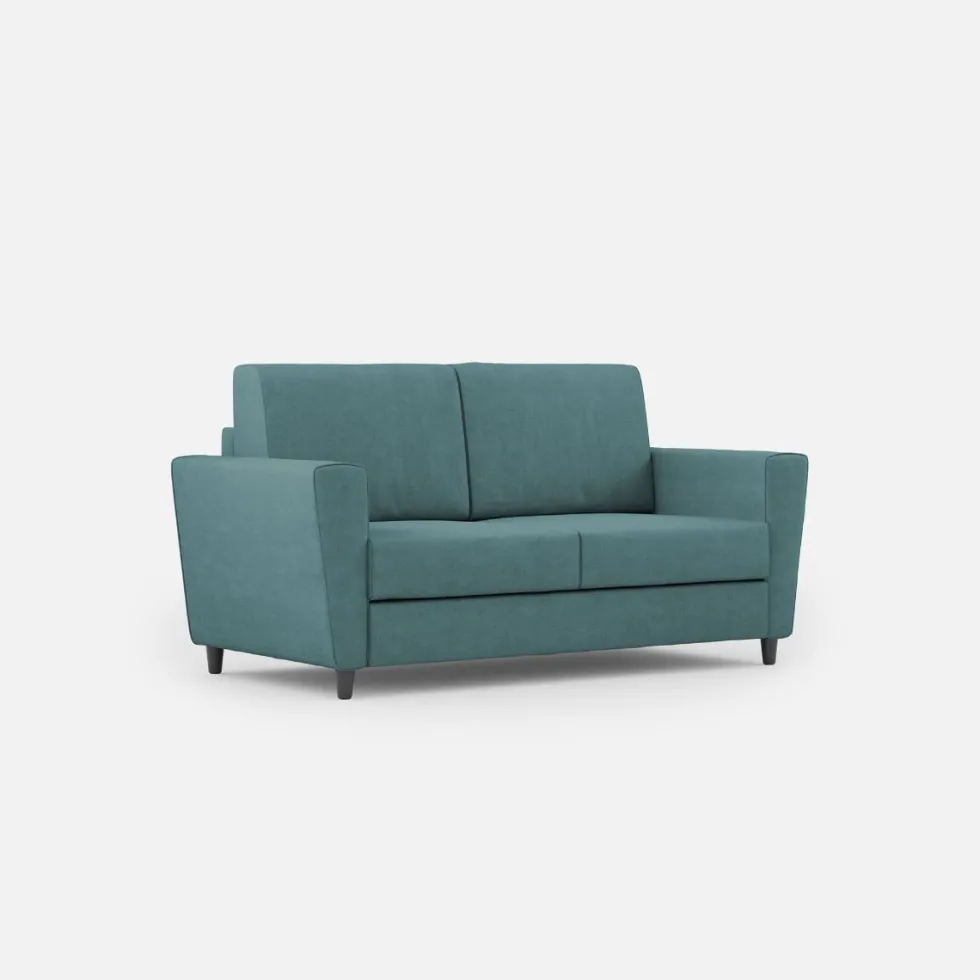 Divano 152x85cm design a due posti piccolo con stoffa idrorepellente blu petrolio DI34