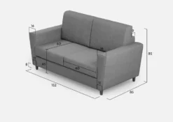 Divano 152x85cm design a due posti piccolo con stoffa idrorepellente grigio DI34