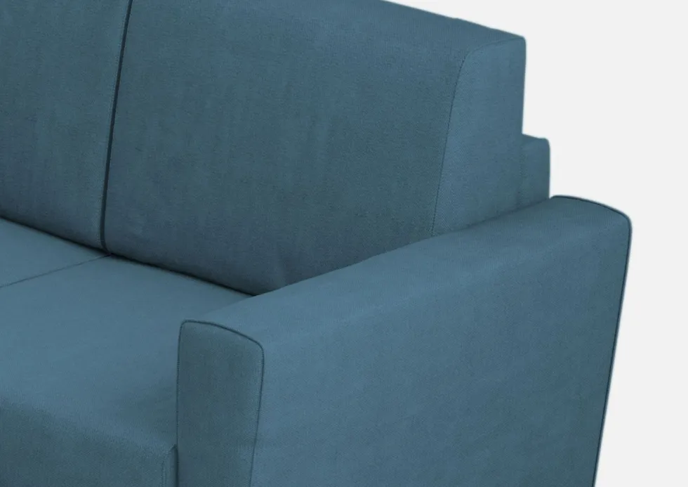 Divano 152x85cm design a due posti piccolo con stoffa idrorepellente blu avio DI34