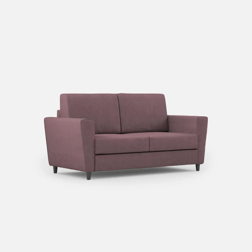 Divano 152x85cm design a due posti piccolo con stoffa idrorepellente prugna DI34