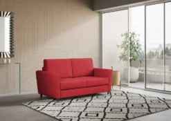 Divano 152x85cm design a due posti piccolo con stoffa idrorepellente rosso DI34