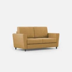 Divano 152x85cm design a due posti piccolo con stoffa idrorepellente ocra DI34
