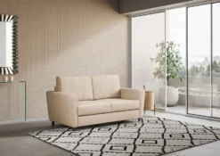 Divano 152x85cm design a due posti piccolo con stoffa idrorepellente beige DI34