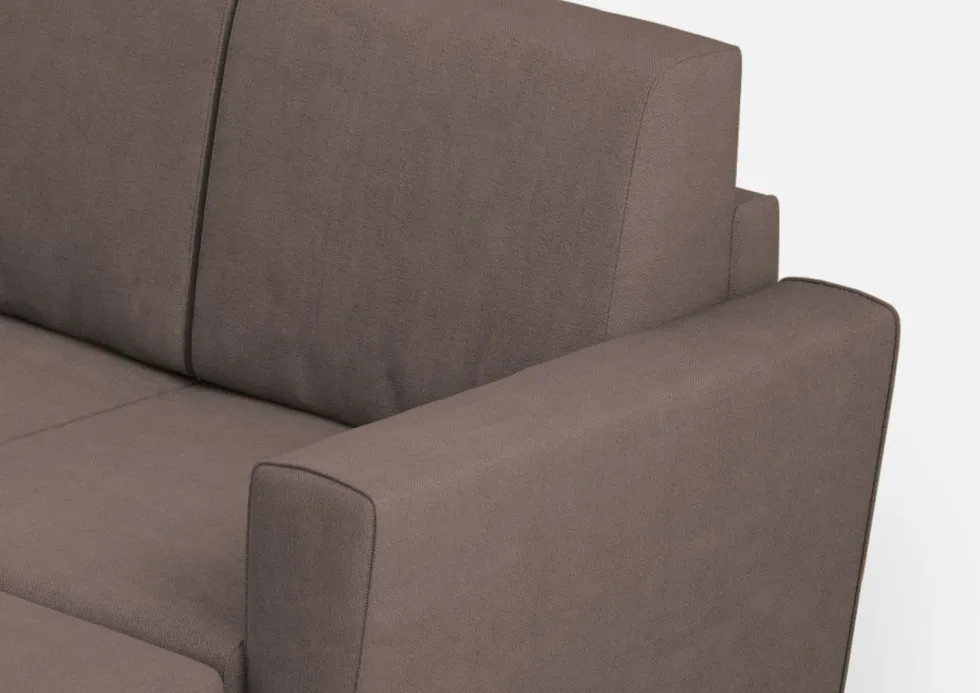 Divano 212x85cm design a tre posti con piedini in legno e pouf idrorepellente talpa DI39