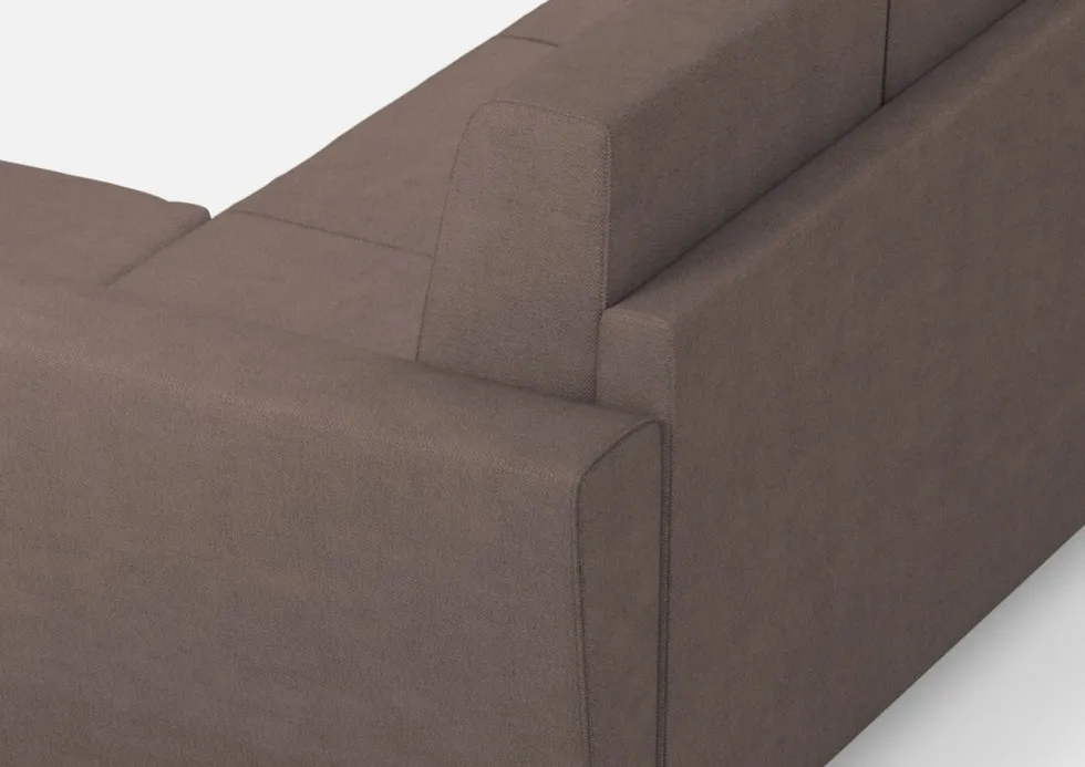 Divano 212x85cm design a tre posti con piedini in legno e pouf idrorepellente talpa DI39