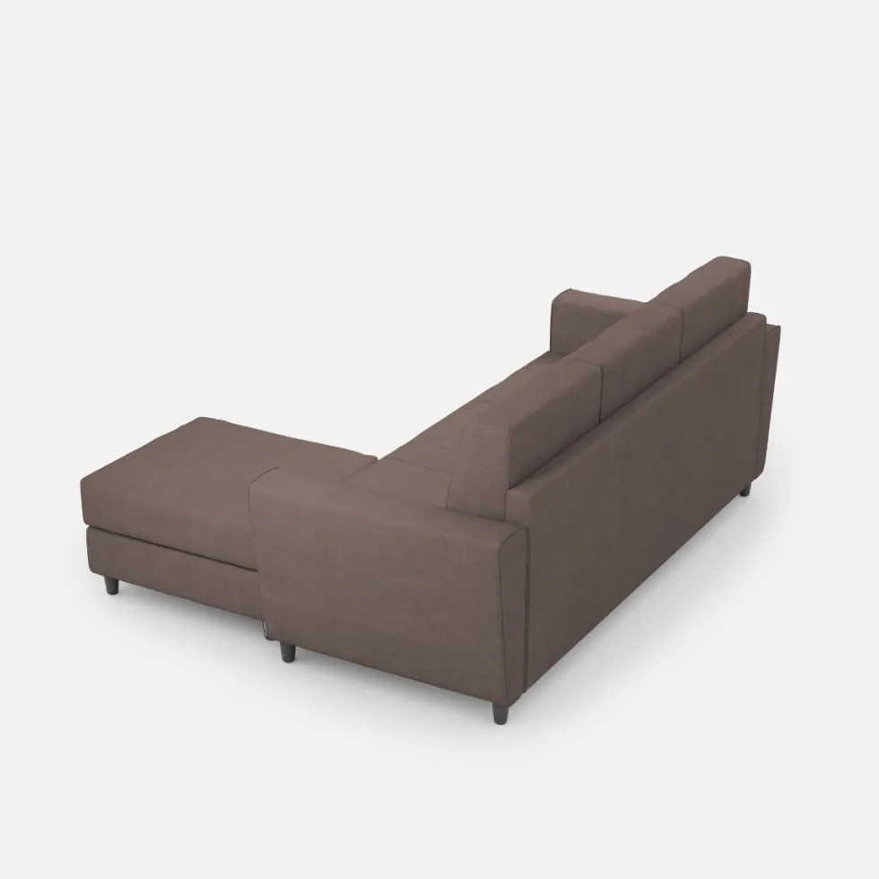 Divano 212x85cm design a tre posti con piedini in legno e pouf idrorepellente talpa DI39