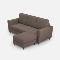 Divano 212x85cm design a tre posti con piedini in legno e pouf idrorepellente talpa DI39