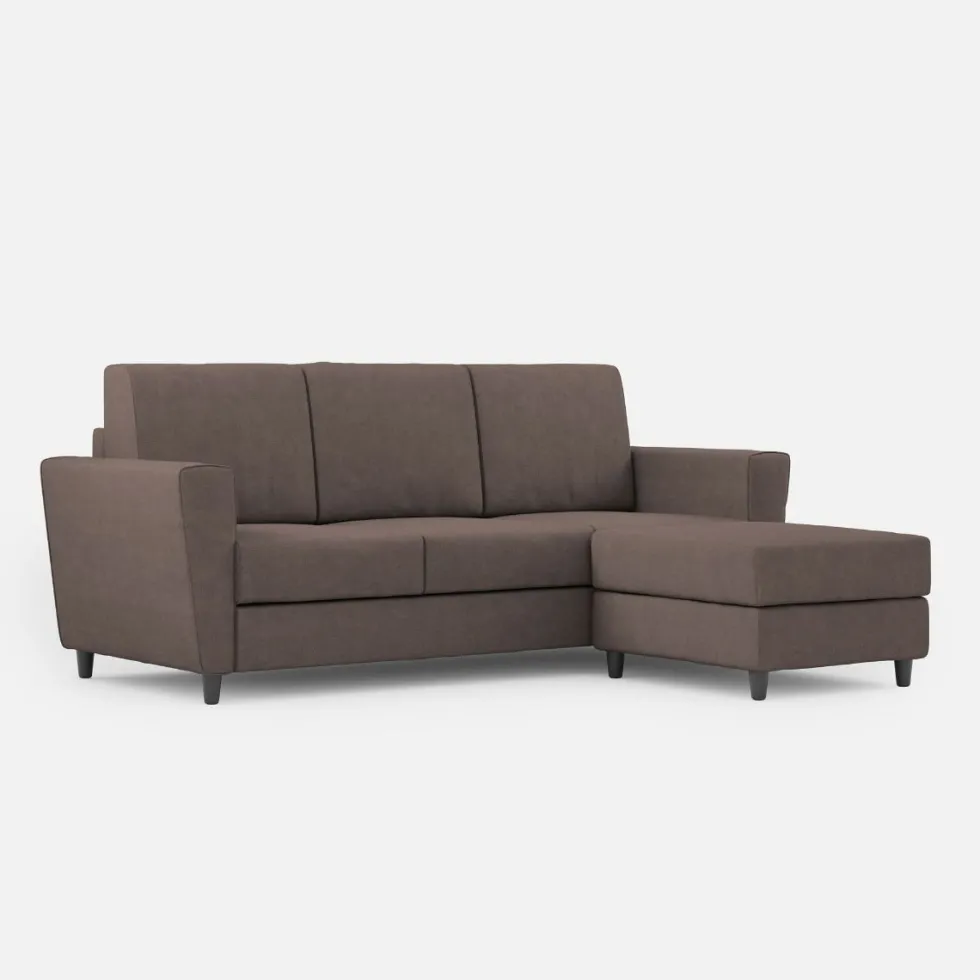 Divano 212x85cm design a tre posti con piedini in legno e pouf idrorepellente talpa DI39