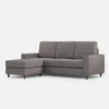 Divano 208x85cm design a tre posti con bracciolo moderno quadrato e pouf grigio DI17
