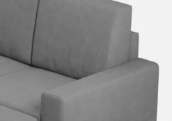 Divano 208x85cm design a tre posti con bracciolo moderno quadrato e pouf grigio DI17