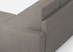 Divano 208x85cm design a tre posti con bracciolo moderno quadrato e pouf grigio DI17