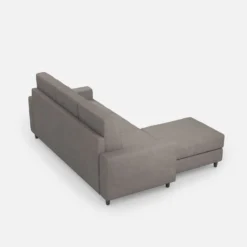 Divano 208x85cm design a tre posti con bracciolo moderno quadrato e pouf grigio DI17