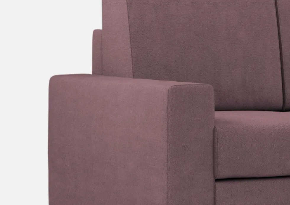 Divano 208x85cm design a tre posti con bracciolo moderno quadrato e pouf prugna DI17