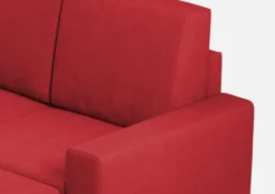 Divano 208x85cm design a tre posti con bracciolo moderno quadrato e pouf rosso DI17