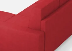 Divano 208x85cm design a tre posti con bracciolo moderno quadrato e pouf rosso DI17